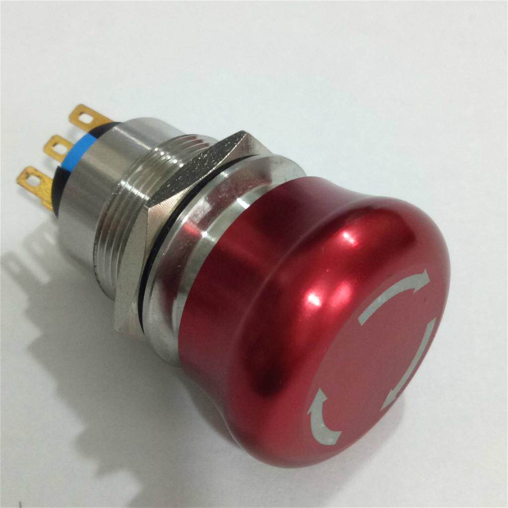 Blesiya 22mm Mushroom Emergency Stop Push Button Switch AC 220V 5A 2NO 2NC