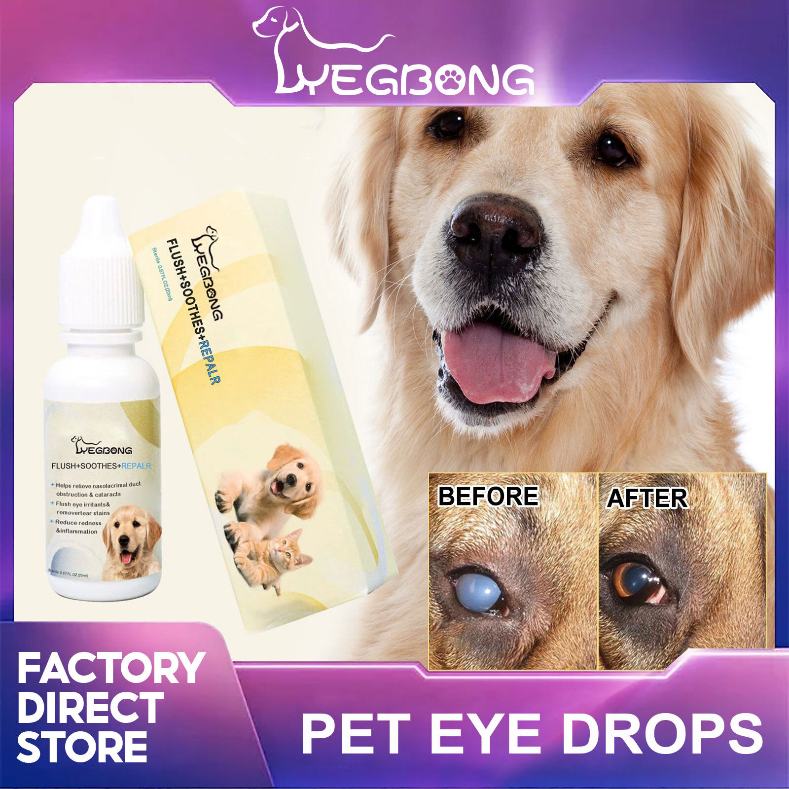 Eye Drops Dog Blockage Home Treatment YEGBONG Pet Eye Drops Dogs