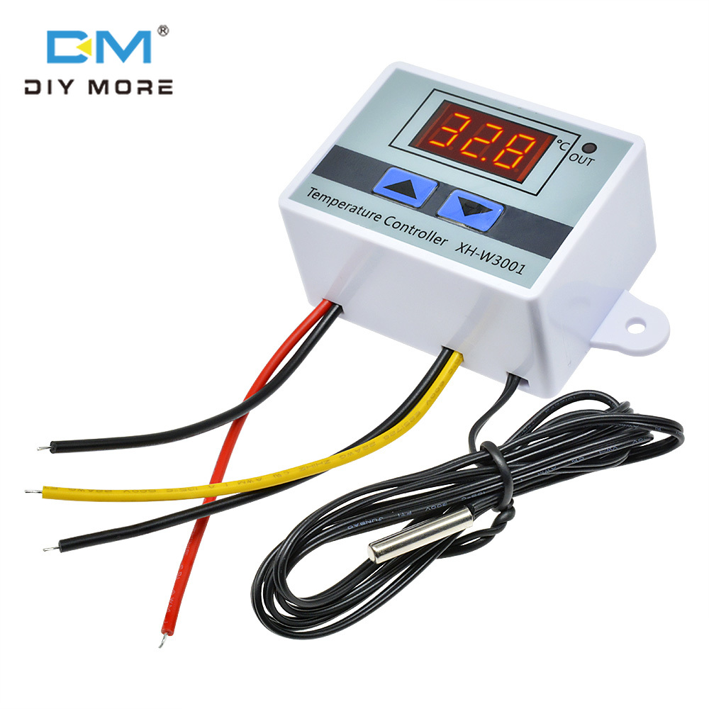 diymore W3001 Bộ điều khiển nhiệt độ kỹ thuật số Bộ điều nhiệt LED AC 110-220V Cảm biến NTC10K với tủ ấm đầu dò chuyển đổi