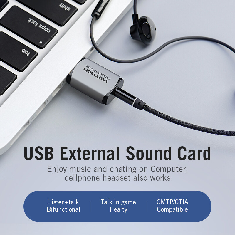 【COD】Vention Card âm thanh USB To Jack 3.5mm 2 trong 1 giao diện bộ điều hợp âm thanh usb card...