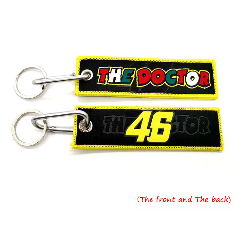 Motorcycle Polyester Embroidery Keyring Keychain Pendant Key Ring Travel Bag Hanging Buckle Lanyard Rossi The Doctor Key Chain
