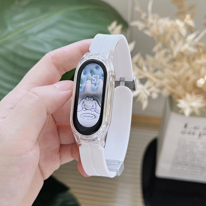Silicone Strap + Transparent Case for Xiaomi Mi Band 9 8 7 6 5 Smartwatch Band Buckle Replacement Wristband for Xiaomi Miband 8 7 Miband 8
