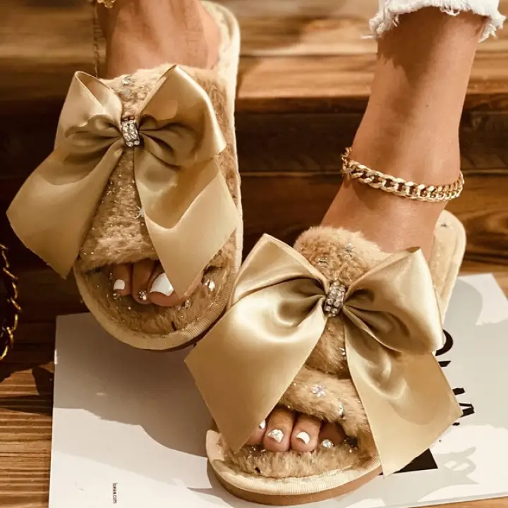 faux fur luxury slides slippers