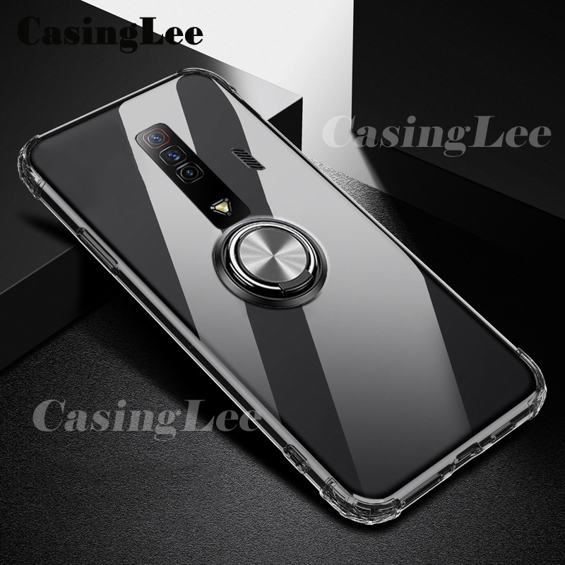 Casinglee For Nubia Redmagic 7S 7 Pro Case Soft Clear Transparent Protector Shockproof Car Magnetic Holder Ring Back Cover Casing hp Nubia Red magic 7 7S Pro Phone case