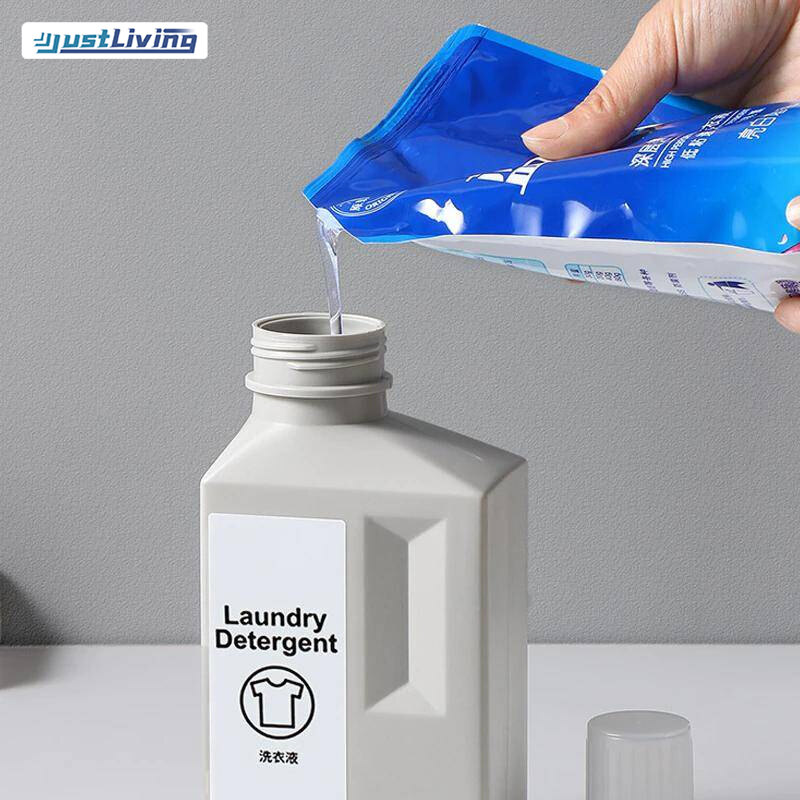 JustLiving Hộp Đựng Chất Làm Mềm Gia Dụng Hộp Đựng Chất Tẩy Rửa Chai Có Thể Đổ Đầy Chất Lỏng Giặt Dung Tích Lớn Bằng Nhựa Hộp Đựng Chất Tẩy Rửa Đồ Làm Sạch Chất Làm Mềm Dầu Gội Thay Thế Chai Rỗng