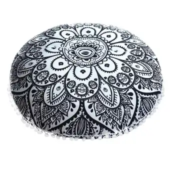 Hotilystore Indian Mandala Floor Pillows Round Bohemian Cushion