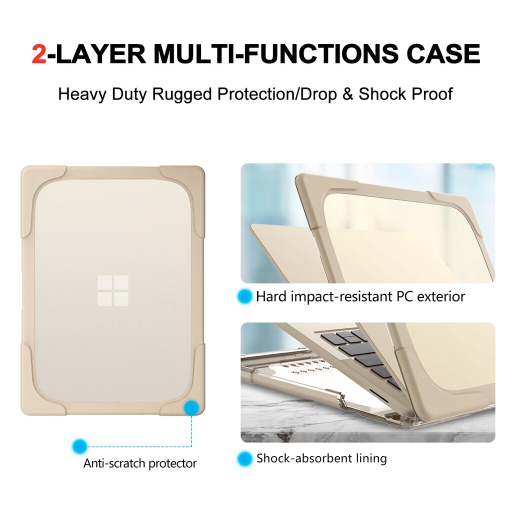 Transparent Heavy Duty Hard Shell Case for Microsoft Surface Laptop 4 / 3 15" with Metal Keyboard,Protective Cover with Kickstand for Surface Laptop 4 / 3 15 inch 2021