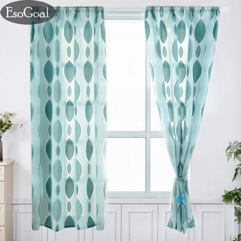 EsoGoal Rèm cửa cao cấp vải gấm truyền thống dày & đẹp Rèm cửa ngắn Sheer mềm 100x130cm 1 Bảng Dây đeo rèm với Hook miễn phí cho gia đình, khách sạn, quán cà phê, văn phòng
