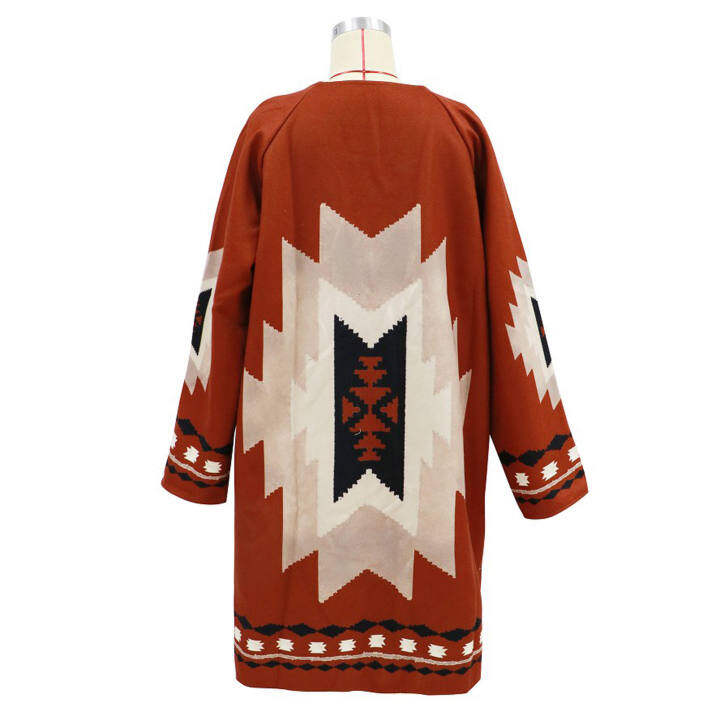 vintage tribal knitted cardigan sweater coat