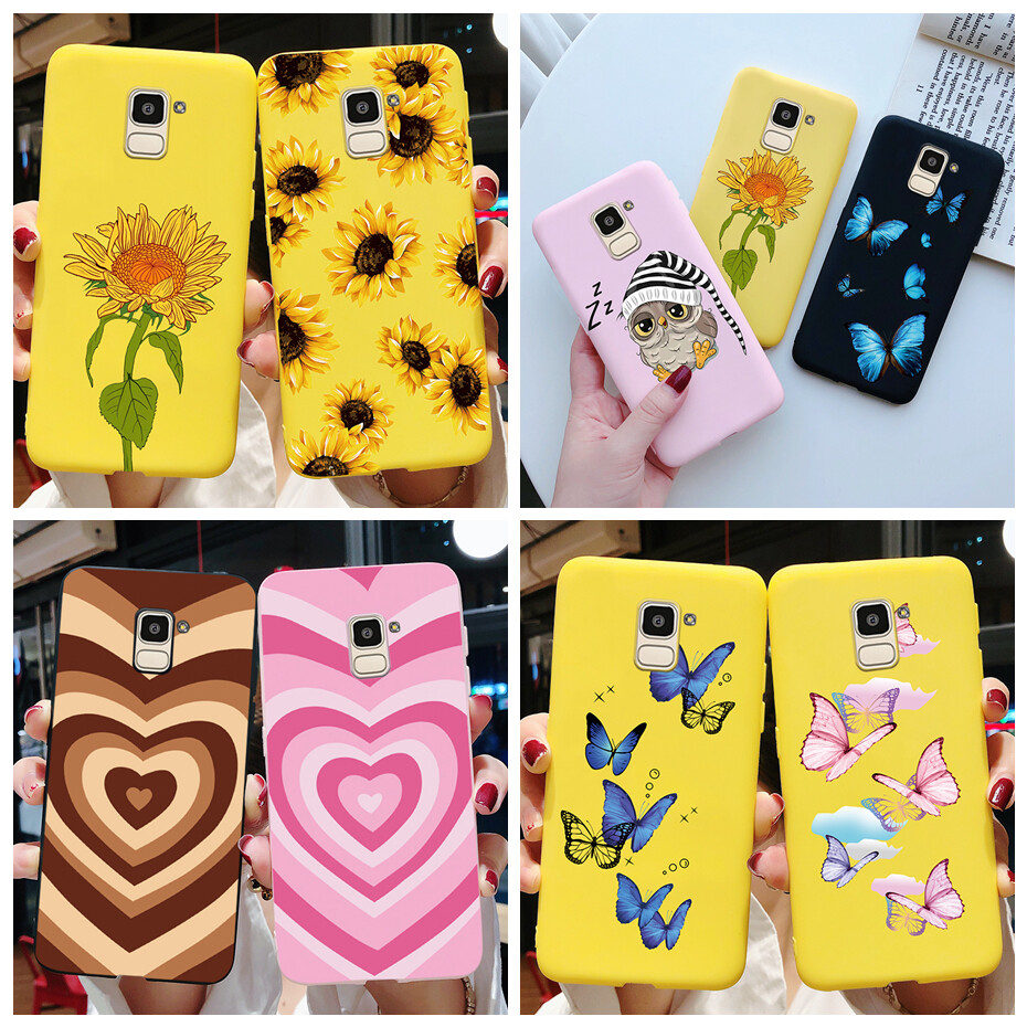 Cute Sunflower Case For Samsung Galaxy J6 2018 SM-J600F J600 Soft Silicone Phone Cover For Samsung J6 Casing