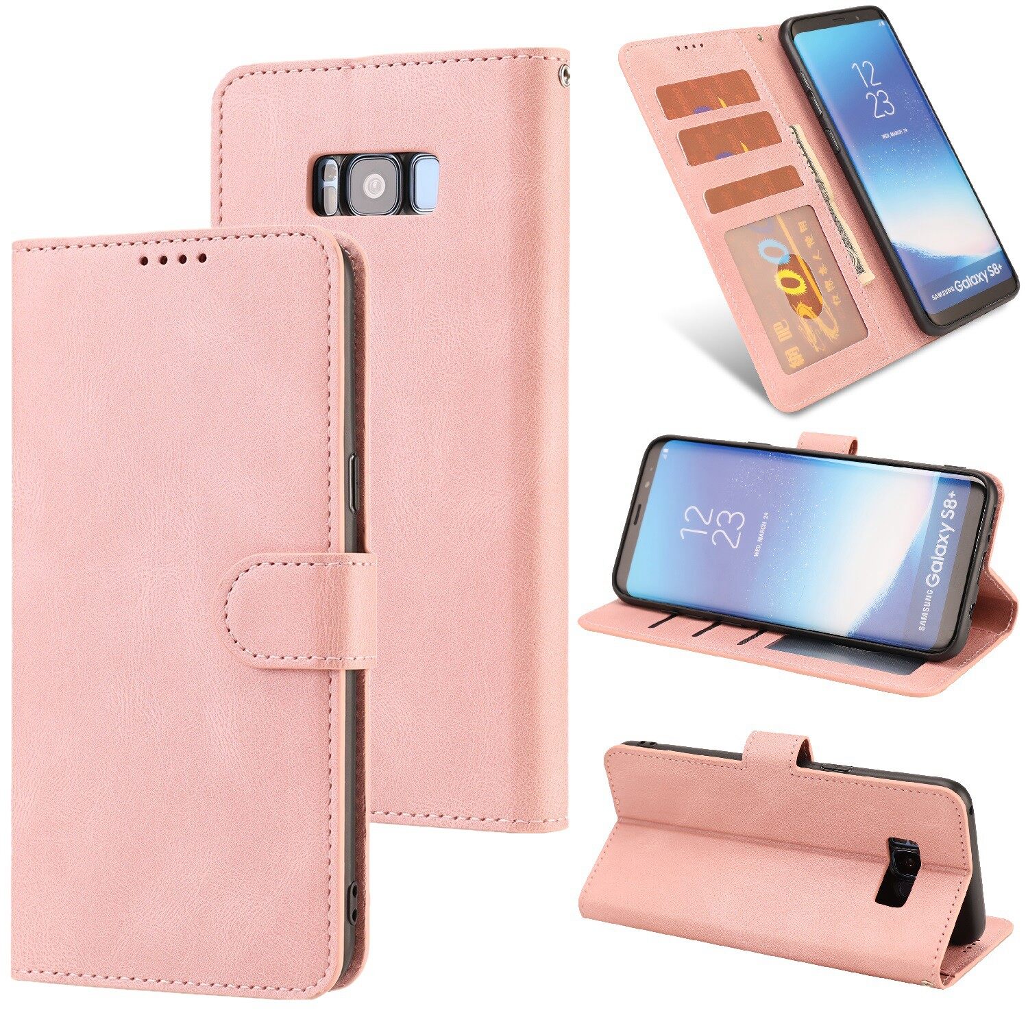 For Samsung Galaxy S7/S7 Edge/S8/S8 Plus/S9/S9 Plus/S10/S10 Plus/S10E Flip Wallet Case with Magnetic Stand Card Slots Wallet Phone Cover Casing