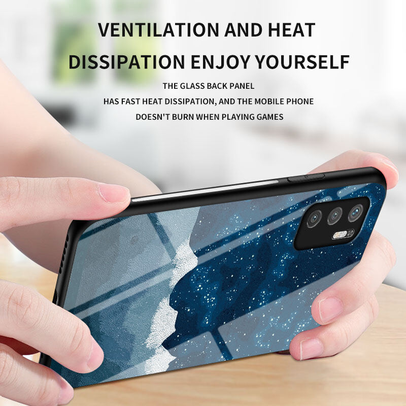 ROAZIC For Xiaomi Redmi Note 10 5G Note 10 4G Note 10S Note 10 Pro Note 10 Pro Max Phone Case Starry Sky Hard Tempered Glass Casing Soft TPU Edge Protection Back Cover