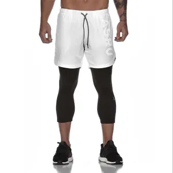 gym shorts and leggings