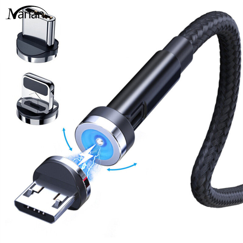 540-degree Rotating Magnetic Cable Fast Charging Magnetic Charger Cable Compatible For Ios / Android / Type-c