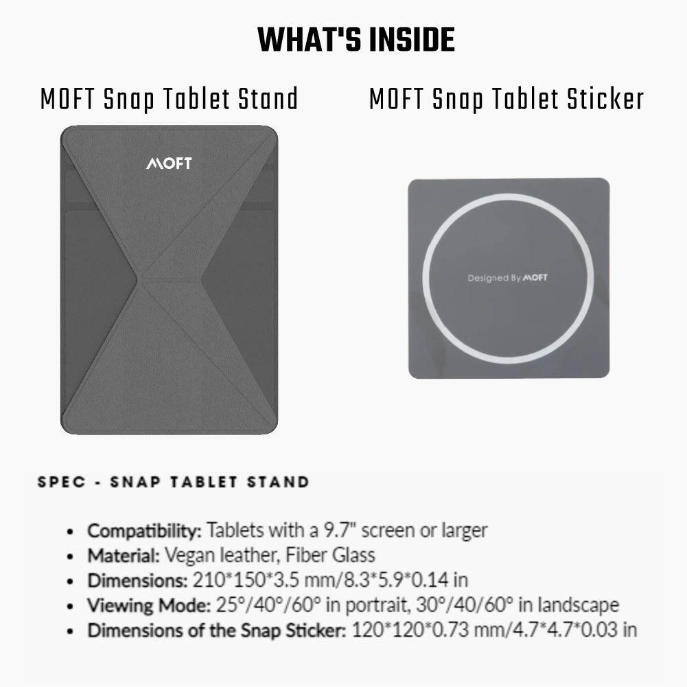 Giá Đỡ Máy Tính Bảng MOFT Snap Vô Hình Máy Tính Bảng Từ Tính Chủ, Thích Ứng Bàn Phím Ma Thuật Có Màn Hình 9.7 Inch Trở Lên