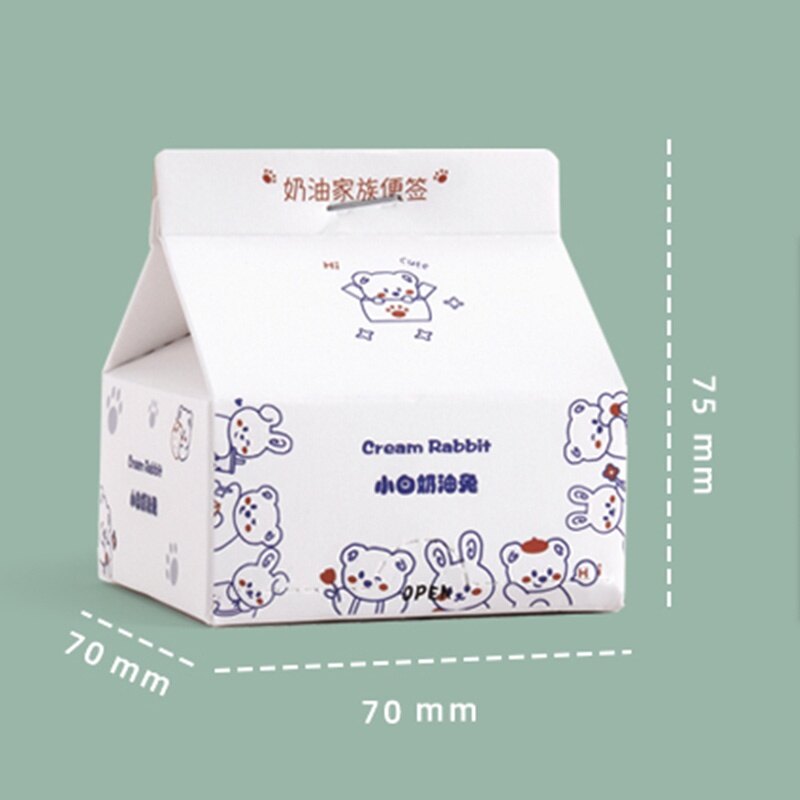 200 Sheets Cute Cartoon Milk Box Note Paper Mini Non-Sticky Message Book