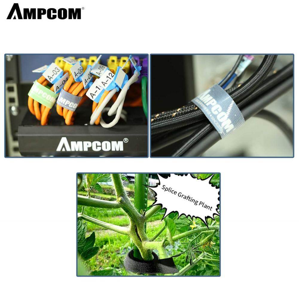 Ampcom 5M Khóa Dán Tie Bộ Kẹp Giữ Dây Cáp Máy Cuộn Dây Tai Nghe Cài Chủ Dây Chuột Bảo Vệ Cáp HDMI Quản Lý Cho Iphone Samsung Xiaomi