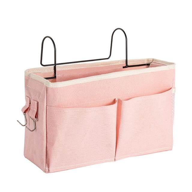 Bedside Caddy Bunk Bed Hanging Organizer Pocket with Metal Hooks Baby Stroller Storage Bag Shelf Basket