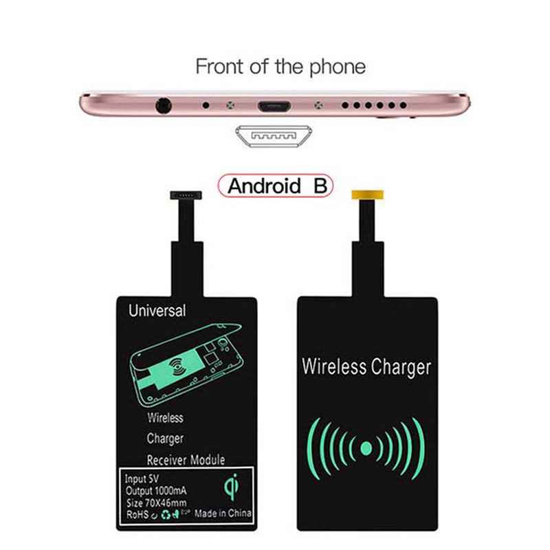 Support Micro USB Type C Qi Wireless Charger Adapter Induction Receiver Coil Pad