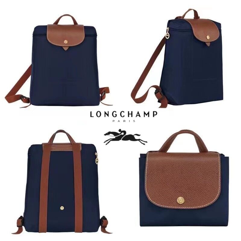 Longchamp le pliage discount backpack arctico blue gold