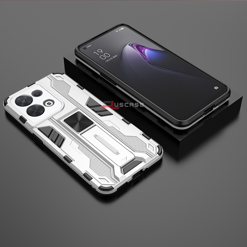 PlusCase for OPPO Reno8 5G Case Shockproof Kickstand Armor Camera Lens Protector Hard Back Cover