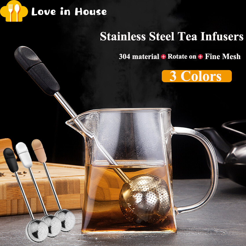 Stainless Steel Fine Mesh Tea Infusers Strainer Mesh Tea Ball Filter Handle Strainer 360 Rotation Infuser Filter
