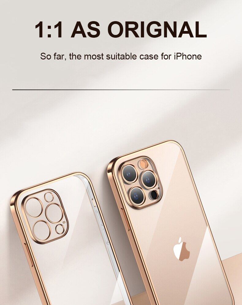 Luxury Electroplating Frame Case for Iphone 11 12 13 Pro Max Shockproof Transparent Silicone Case for Iphone 7 8 Plus Casing XR Xs Max Lens Protective Soft Back Cover for SE 2020