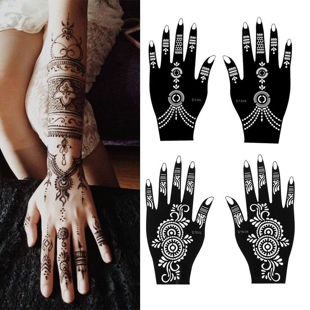 COD&Ready Stock】1 Pair Henna Tattoo Stencil Temporary Hand Tattoo Body Art  Sticker Template Kit Tool | Lazada