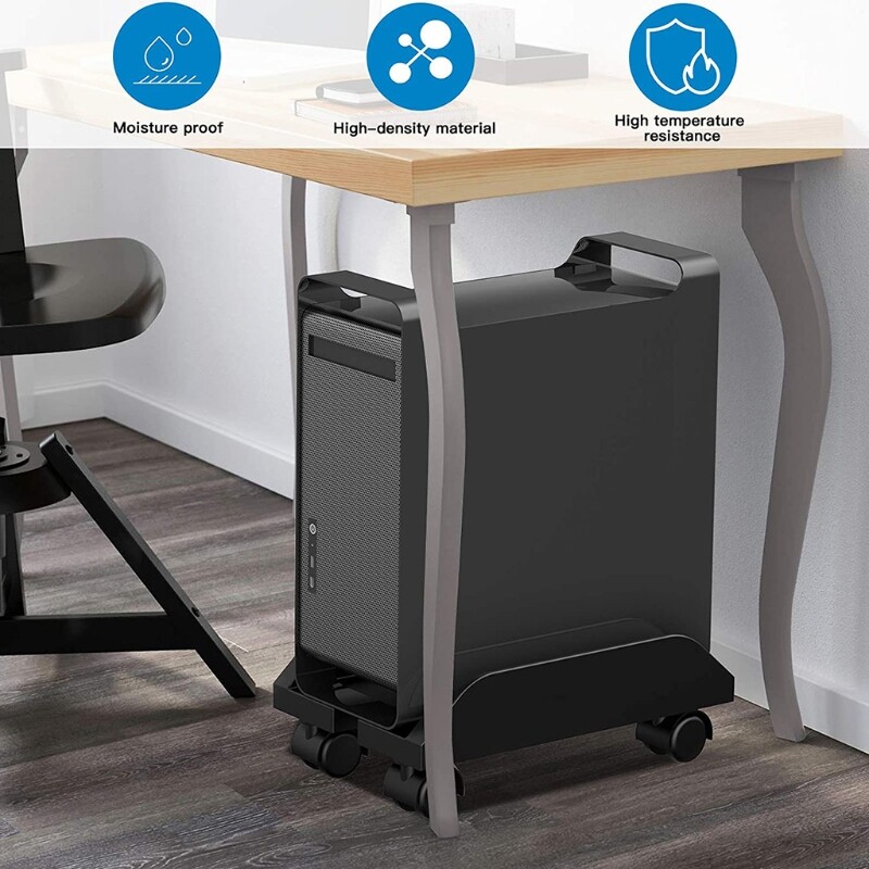 ✪【Good medias】【Ready Stock】PC Cart CPU Holder Computer Tower Stand Holder with Locking Caster Wheels Mobile Computer Desktop Floor Stand Under Desk