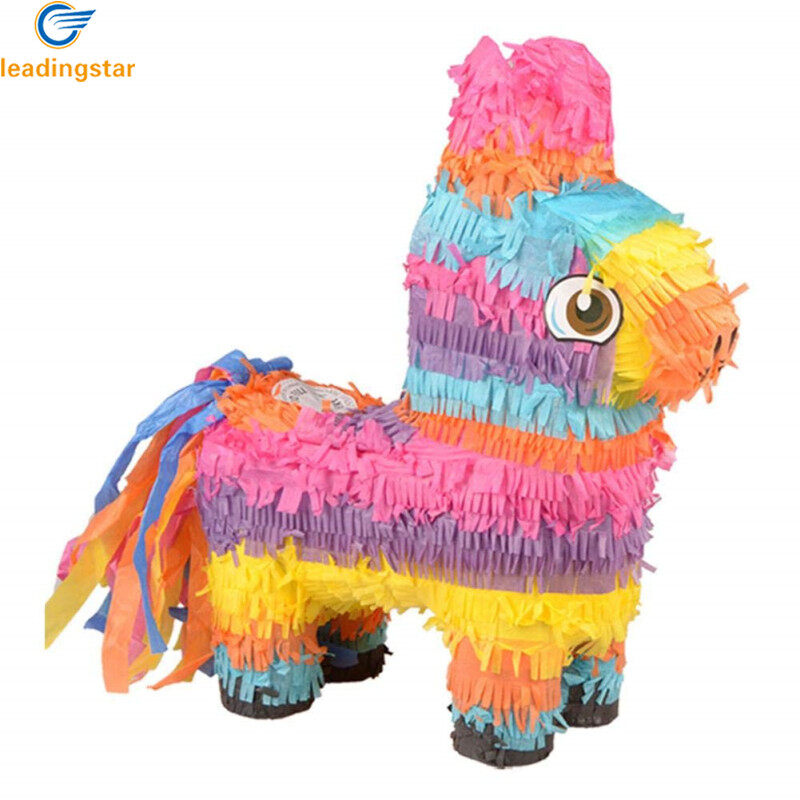 LEADINGSTAR Small Rainbow Donkey Shape Pinata Game Prop for Kids Birthday Party Supplies
