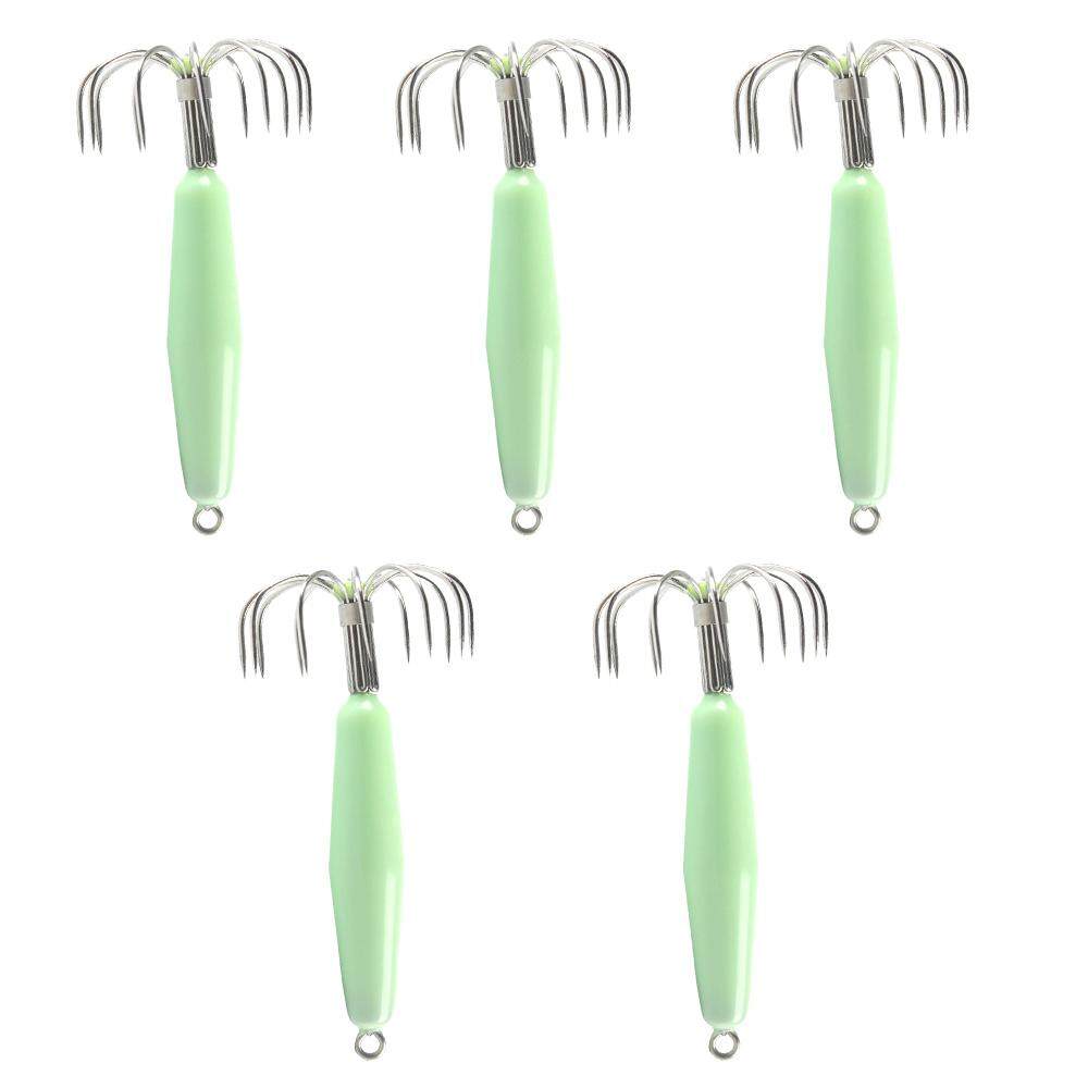 Wonder Luminous ปลาหมึกจำลองตกปลาตกปลาเหยื่อปลาหมึกเหยื่อปลอมสำหรับตกปลา Hook 5 Pcs