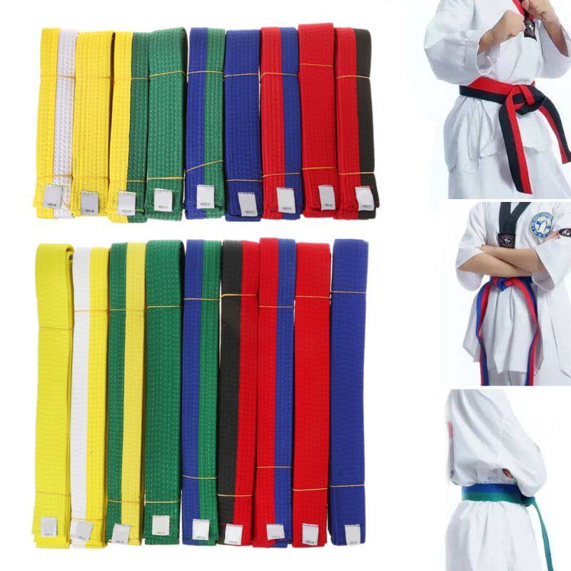 Martial Arts Color Belt with Black stripe 1.5 Wide Karate Taekwondo Judo striped Double Wrap Black Stripe Belts 