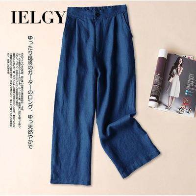 IELGY cotton and linen versatile wide-leg pants thin casual women's pants loose cropped trousers