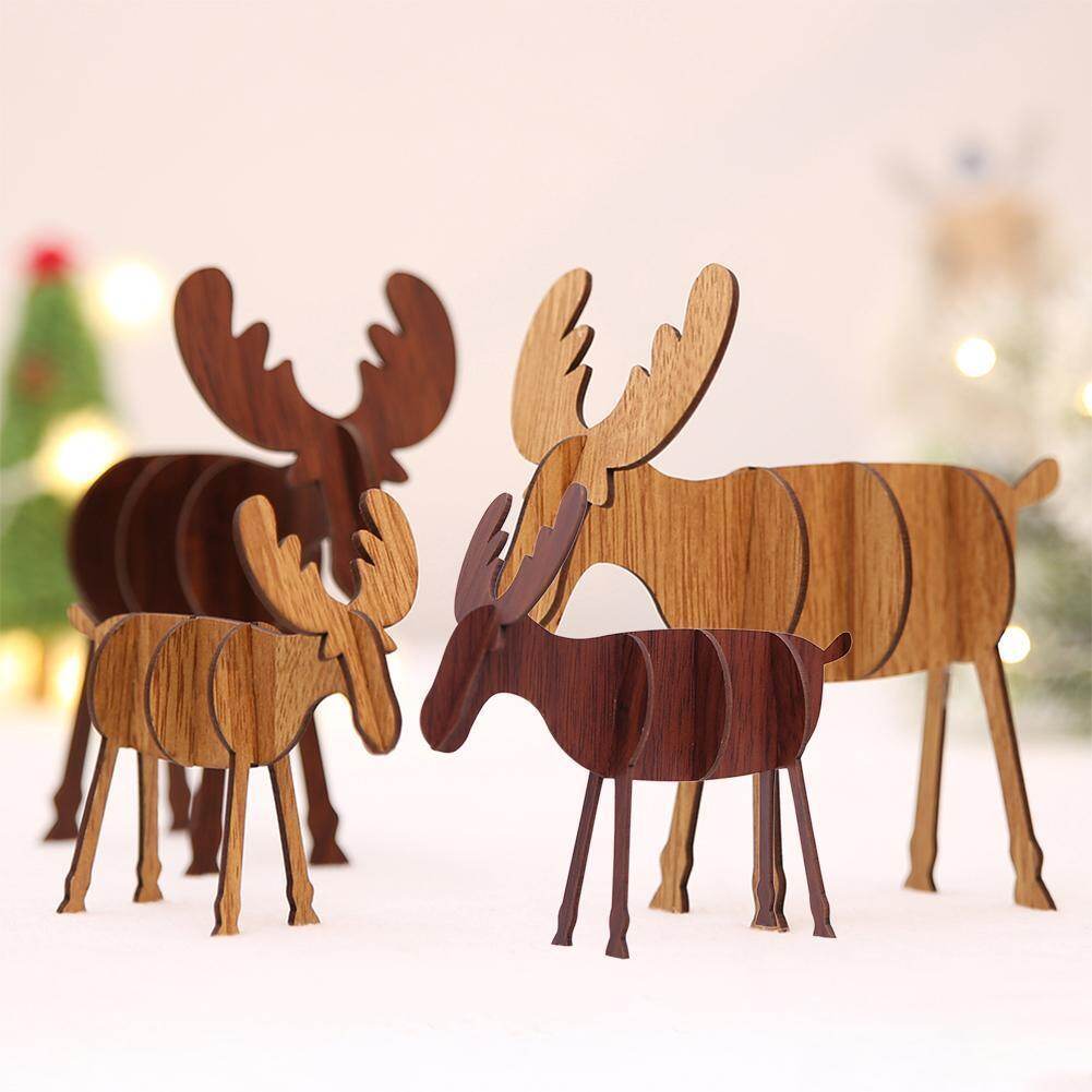 【lightingeverthing】Combination Stitching  Christmas Xmas Wooden DIY Elk Deer Decoration Pendant Gift Christmas Decor