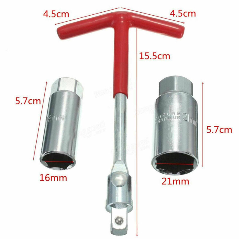 Dụng Cụ Loại Bỏ Bugi Tay Cầm Chữ T 16Mm & 21Mm Cờ Lê Ổ Cắm Cờ Lê Linh Hoạt