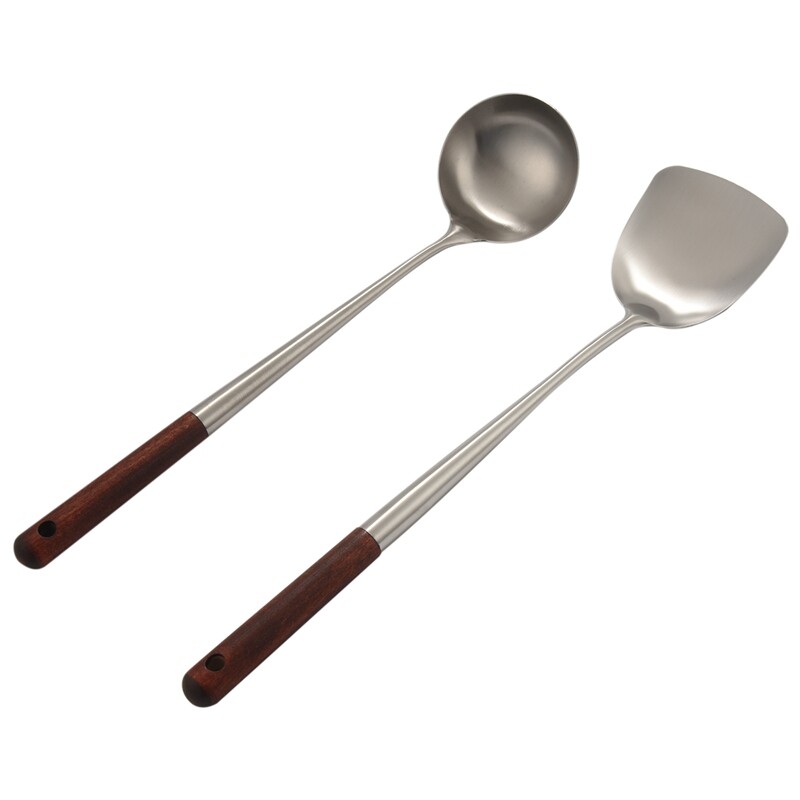 Wok Spatula and Ladle Tool Set, 17 Inches Spatula for Wok, Stainless