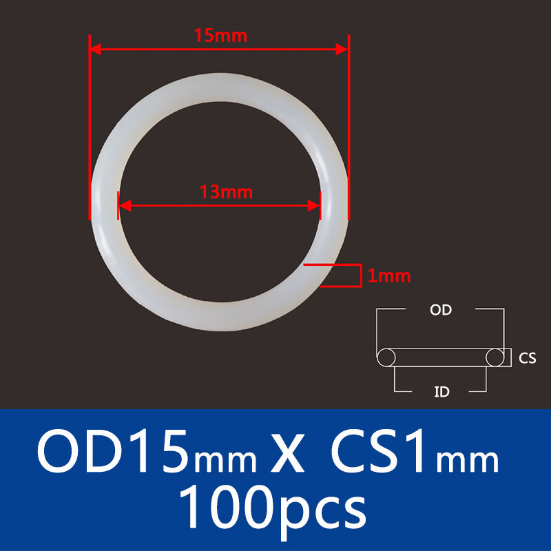 White Seal O rings Gasket Ring Washer 100pcs Diameter 6-30mm Thickness 1mm Durable VMQ Silicone Rubber Sealing O-ring
