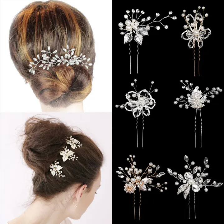 Lady Crystal Headpiece Pearl Hairpin Bridal Haircomb Hair