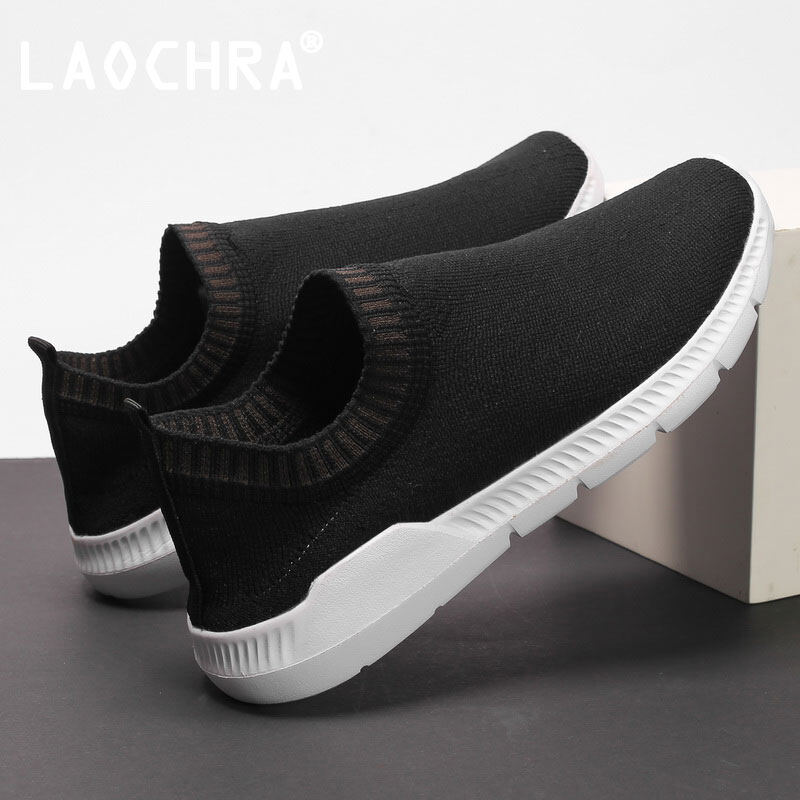 LAOCHRA Sneakers Men Mesh Breathable Slip On Men Running Shoes Big Size 39-46 Hot Sale Outdoor Walking Casual Shoes For Men Black