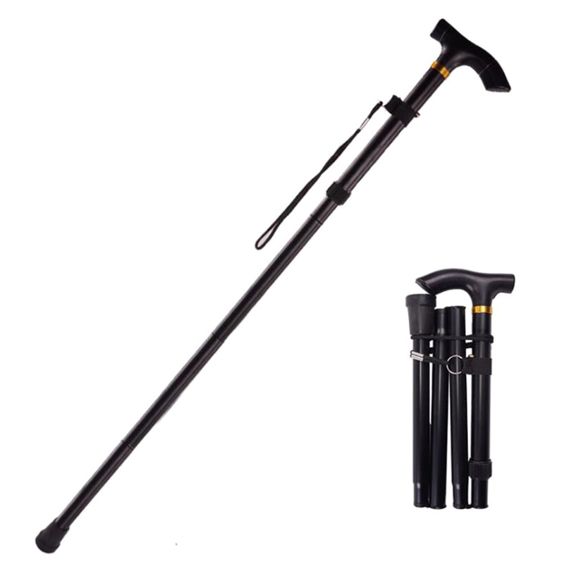 bashijian 1Pc Walking Stick 4 Section Adjustable Canes Aluminum Alloy Folding Hiking Stick