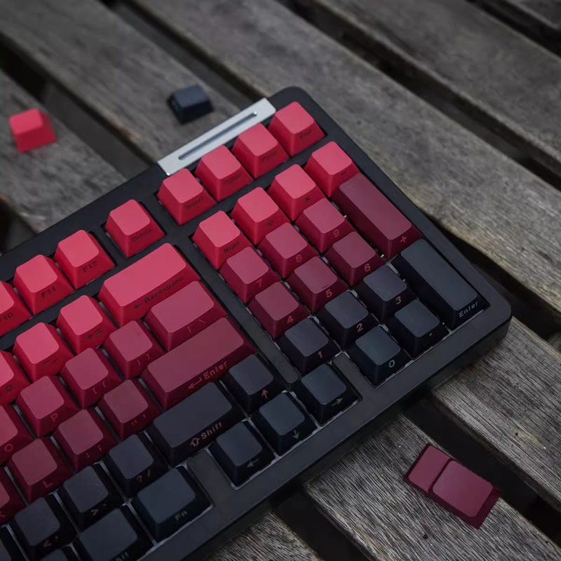 【Keycap Only】nắp phím chạm khắc đỏ đen cạnh Gradient nắp phím thăng hoa PBT hồ sơ anh đào 136 phím cho công tắc Cherry MX Bàn Phím Cơ keychron/RK61/gk61/Anne Pro 2