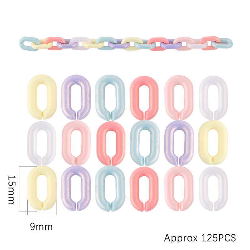 2022 Spring/Summer Bright Macarons Colors Plastic Acrylic Chain Links for Bracelet Necklace Keychain Bag Chain DIY Jewelry Craft Making