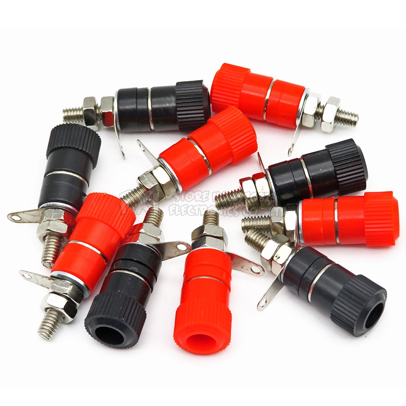 5PCS Terminal Blocks JS-910B 4MM Black Red FDKJGECF Terminal Connector Binding Post Banana Plug Amplifier Jack Mount integrated circuit