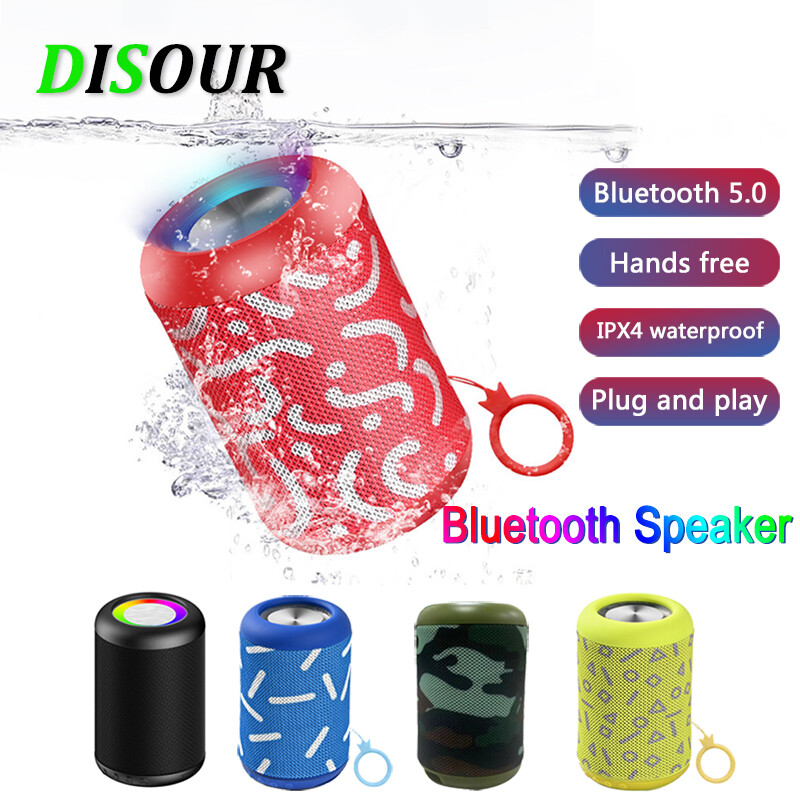 DISOUR 2022 New Waterproof Round Fabric Wireless Bluetooth Speaker Portable Creative Wireless Speaker Gift Outdoor Home Subwoofer XD300