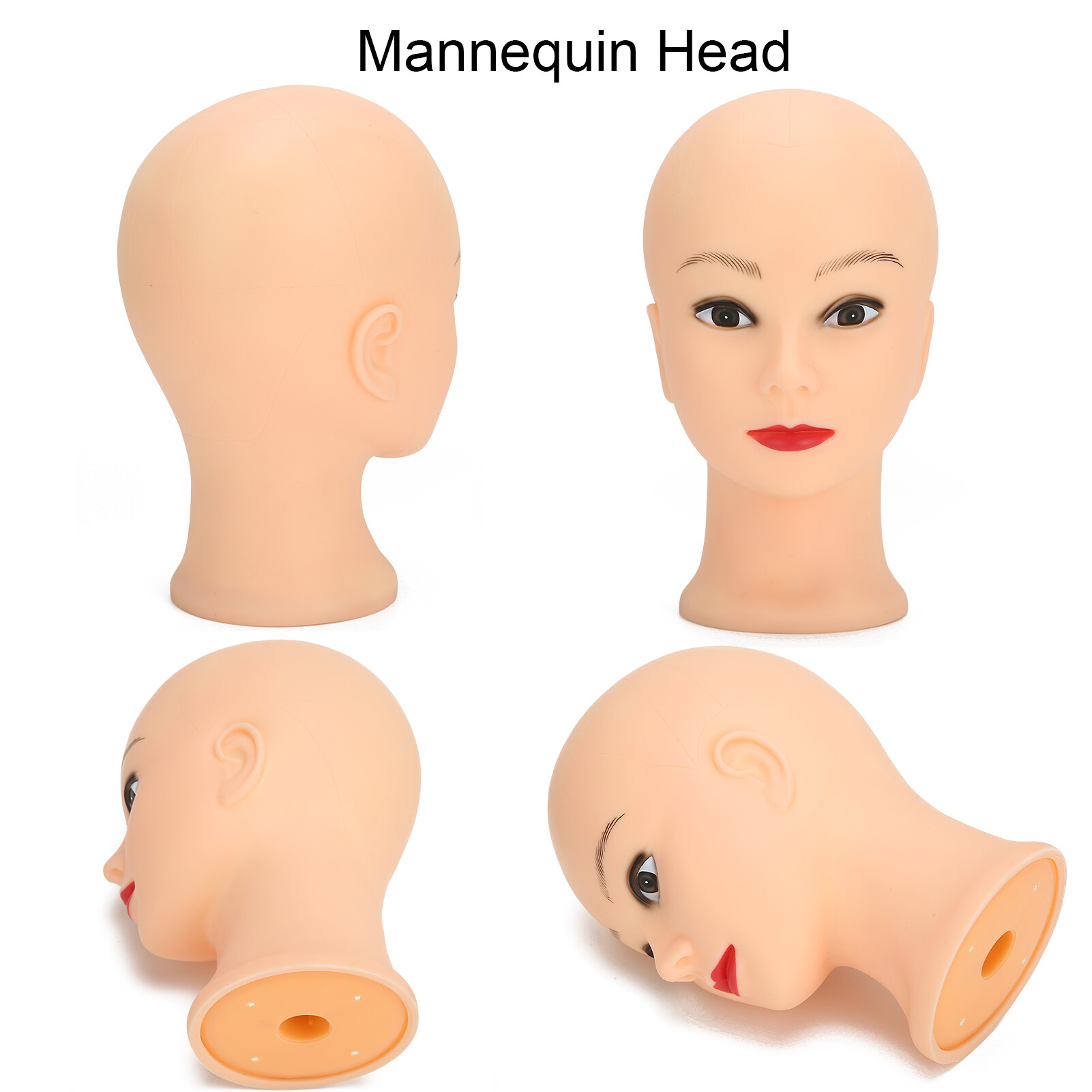 Mannequin Head Makeup Training Practice Wig Hat Display Bald Mannequin Head 49cm There is makeup