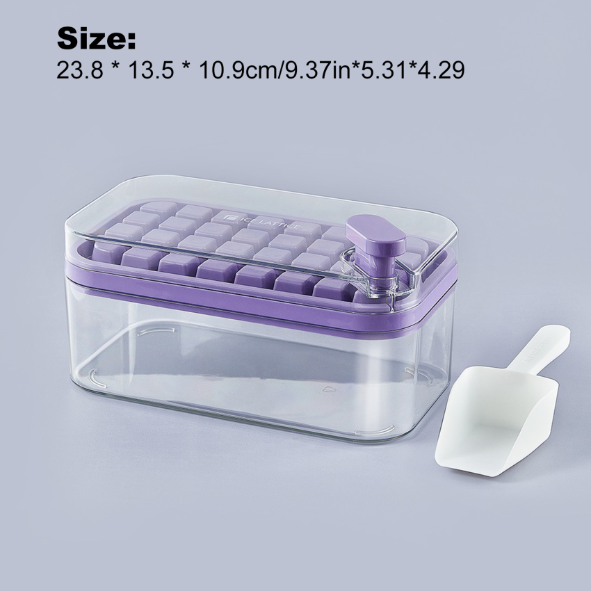 1Pc One-button Press Type Ice Mold Box Plastics Ice Cube Maker Ice Tray Mold With Storage Box With Lid Bar Kitchen Accessories