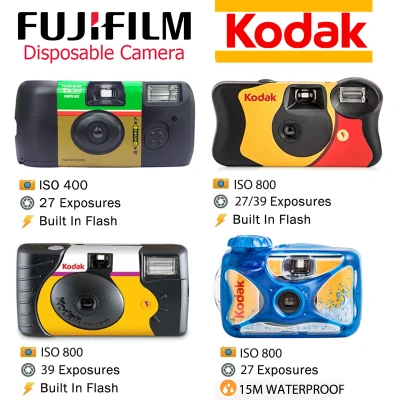 Fujifilm Simple Ace / Kodak Daylight / Kodak Power Flash HD / Kodak Funsaver Fun Saver / Kodak Sport Waterproof 35mm ISO 400 / IOS 800 Single Use Disposable Film Camera 27 / 27+12 Exposures