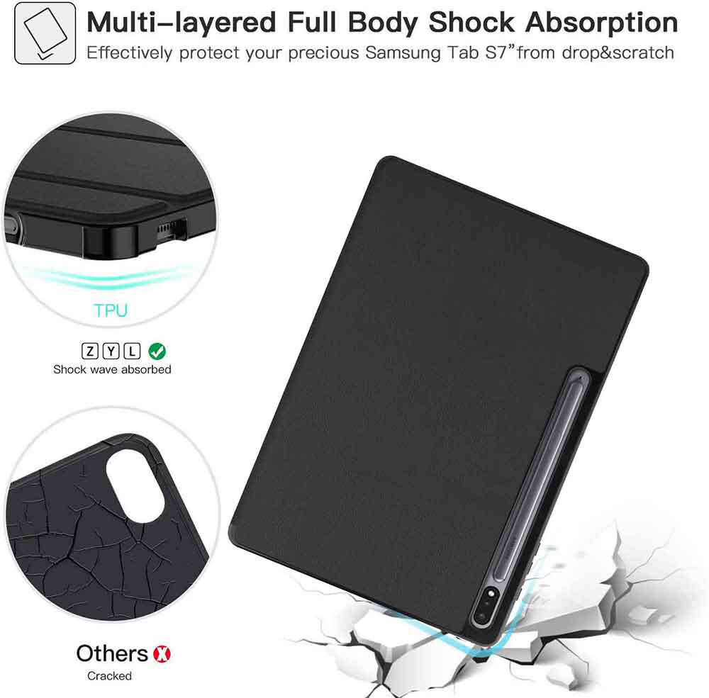 Trường hợp cho Samsung Galaxy Tab S10 cộng với 12.4 2024, nhẹ tri-gấp Trường hợp với kẹp giữ bút, ngủ tự động che Ốp lưng TPU mềm/Vỏ thông minh đánh thức cho Samsung Galaxy Tab S9 Plus/Tab S9 FE Plus/Tab S8 Plus/S7 FE/Tab S7 Plus 12.4 inch