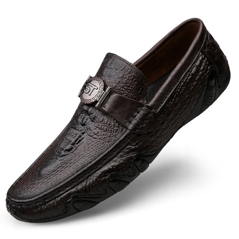 Crocodile pattern loafer shoes men genuine leather slip-on moccasins handmade man casual shoes drive walk luxury leisure