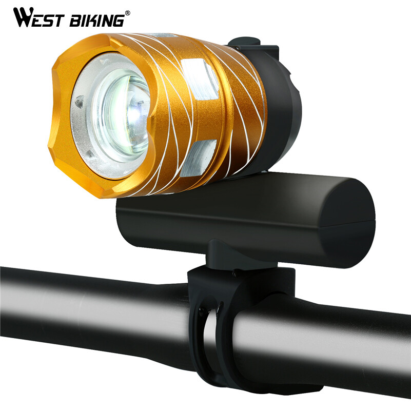 WEST BIKING 1200LM Zoomable Bicycle Light 4 Modes Wide Headlight USB Rechargeable Waterproof Front Lamp Taillights Bike Light